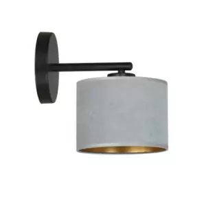 Image of Emibig Hilde Black Wall Lamp with Shade with Gray Fabric Shades, 1x E27