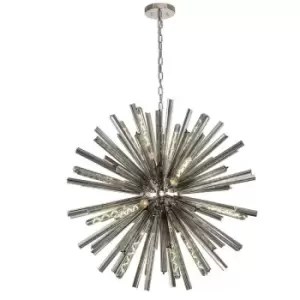 Image of Luminosa Lighting - Luminosa 16 Light E27, Round Pendant Polished Nickel , Smoke Glass