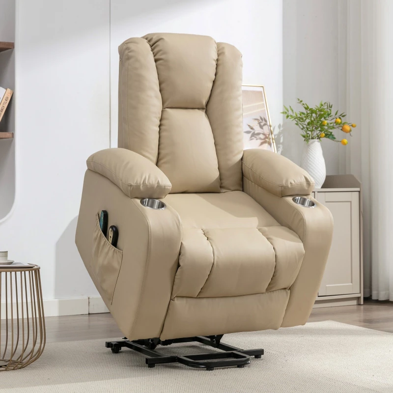 Image of Artemis Home Hartville Electric Lift Assist Riser Recliner with Massage & Heat in Cream Cream Unisex