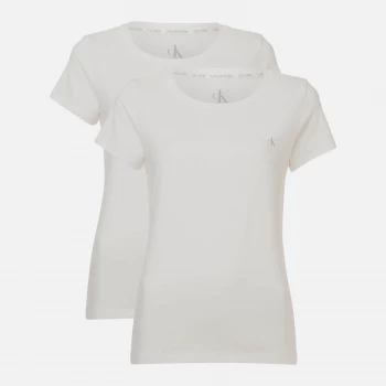 Image of Calvin Klein Womens 2 Pack Crew Neck T-Shirts - White - M