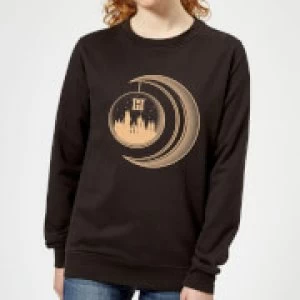 Image of Harry Potter Globe Moon Womens Sweatshirt - Black - M
