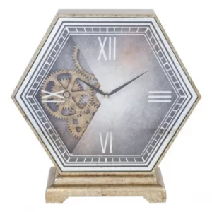 Image of WILLIAM WIDDOP Hexagonal Mantel Clock with Moving Cogs
