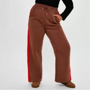 Image of Missguided Plus Size Stripe Wide Leg Joggers - Brown