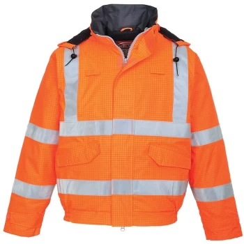 Image of Portwest - S773ORRM - sz M Bizflame Rain Hi-Vis Antistatic FR Bomber Jacket - Orange