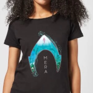 Image of Aquaman Mera Logo Womens T-Shirt - Black - 4XL