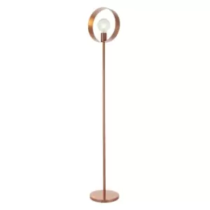 Image of Floor Lamp Light - Brushed Copper Plate - 40W E27 - Complete Standing Lamp