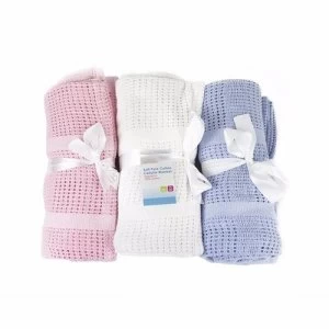 Image of First Steps 100percent Pure Soft Cotton Cellular Baby Blanket - Blue