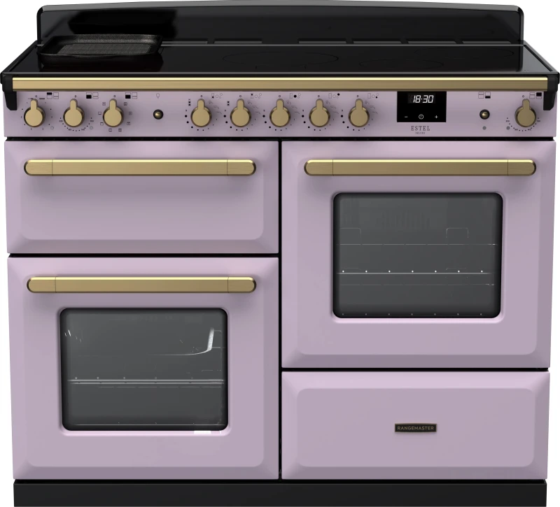 Image of Rangemaster Estel Deluxe ESDLO110EIPHTH/AB1 110cm Electric Range Cooker with Induction Hob - Heather / Antique Brass - A Rated