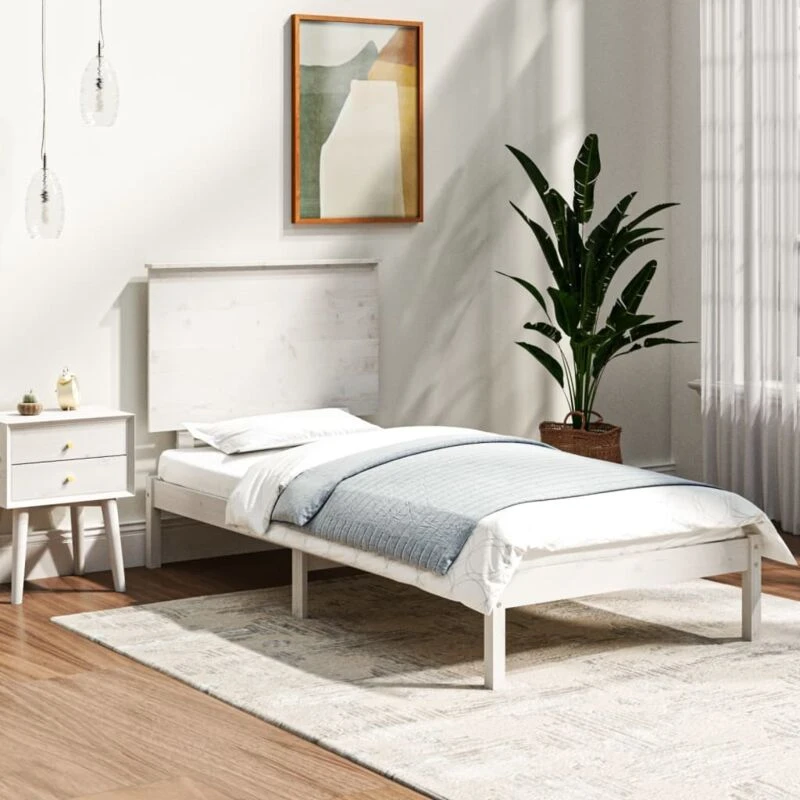 Image of VIDAXL Bed Frame without Mattress White 90x200cm Solid Wood Pine Vidaxl 8720287035398