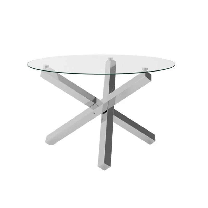 Image of Lemon Pavilion Furniture Capri Dining Table - Glass/Metal - Clear/Silver - Flat Packed in Clear Clear Unisex