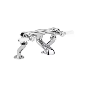 Image of Hudson Reed White Topaz With Lever Deck Mounted Bath Filler - Chrome