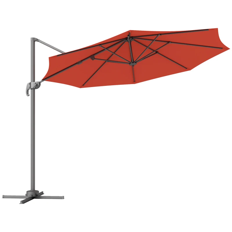 Image of Outsunny 3 X 3(m) Cantilever Parasol Garden Umbrella With Cross Base - Orange TJ Hughes 5063603021396