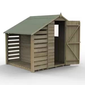 Image of 6a x 4a Forest 4Life 25yr Guarantee Overlap Pressure Treated Apex Wooden Shed with Lean To (1.88m x 2m)