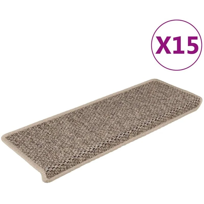 Image of VIDAXL Vidaxl - Stair Mats Self-adhesive Sisal-Look 15 pcs 65x21x4cm Dark Beige 8720286329849
