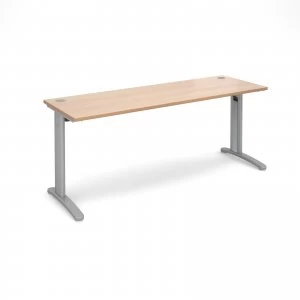 Image of TR10 Straight Desk 1800mm x 600mm - Silver Frame Beech Top