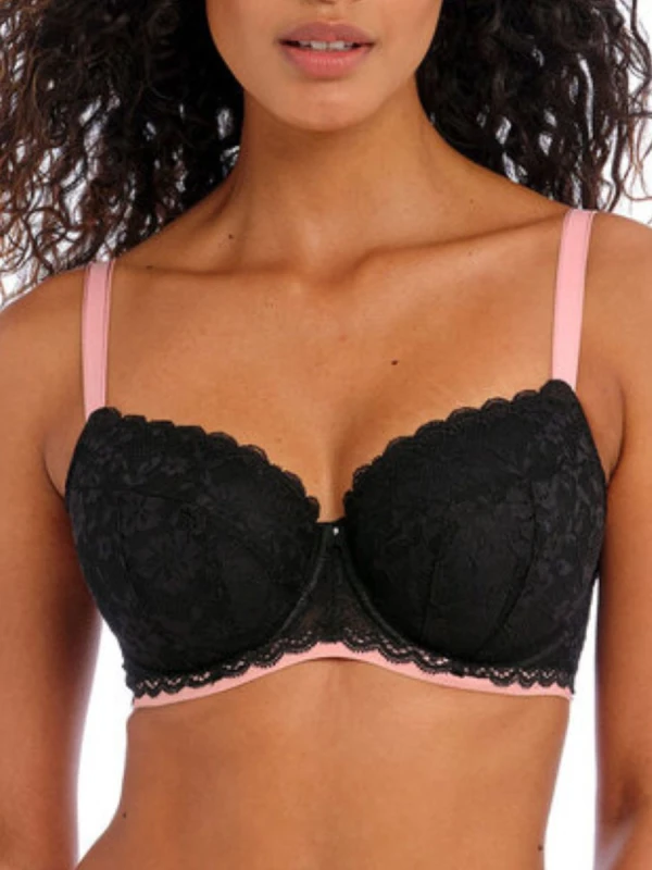 Image of Freya Womens underwired plunge padded bra Freya Offbeat Noir Female 85K