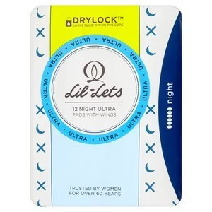 Image of Lil-Lets Drylock night ultra pads with wings 12s