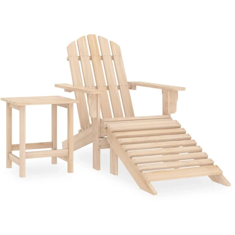 Image of VIDAXL Garden Adirondack Chair with Ottoman and Table Solid Fir Wood Vidaxl 8720286241134