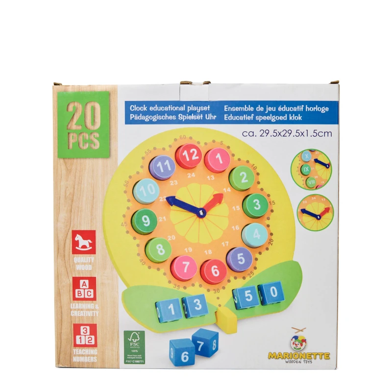 Image of Wooden Games Clock Game Pre-School Toy Multi unisex One Size
