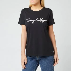 Image of Tommy Hilfiger Womens Heritage Crewneck Graphic T-Shirt - Masters Black - S