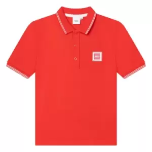 Image of Boss Kids Boys Tipped Collar Polo Shirt In Red - Size 14 Years