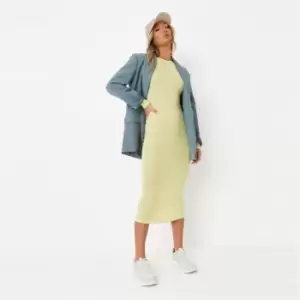 Image of Missguided Basic Ls Crew Neck Midaxi Dress - Green