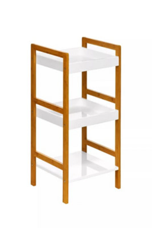 Image of Premier Housewares Interiors by Premier 3 Tier White High Gloss Shelf Unit, Modern White Shelving Unit, Living Room Shelving Unit, Storage Unit White