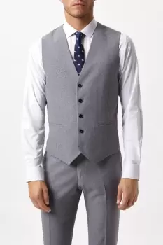 Image of Slim Fit Grey Textured Suit Waistcoat
