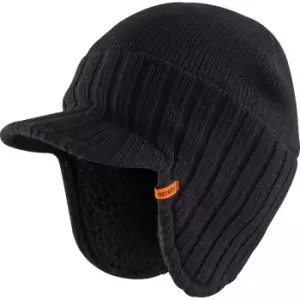 Image of Scruffs Trade Peaked Beanie Hat in Black Acrylic