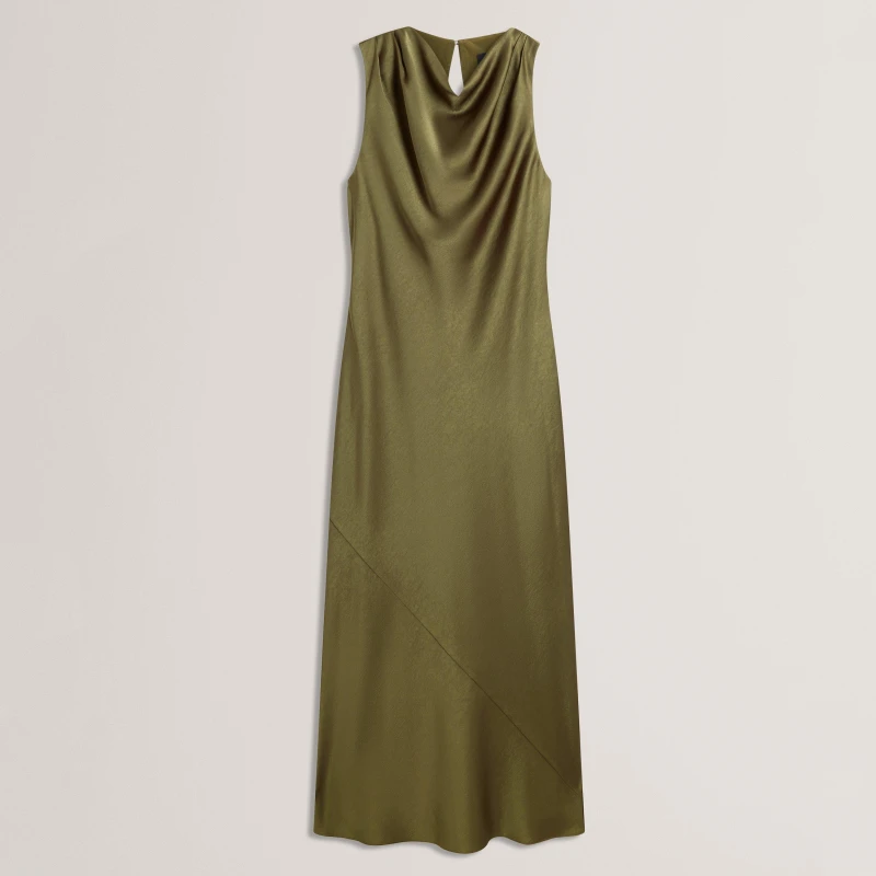 Image of Ted Baker Ted DrapNk MidiDress Ld62 Khaki female 8 (XS)
