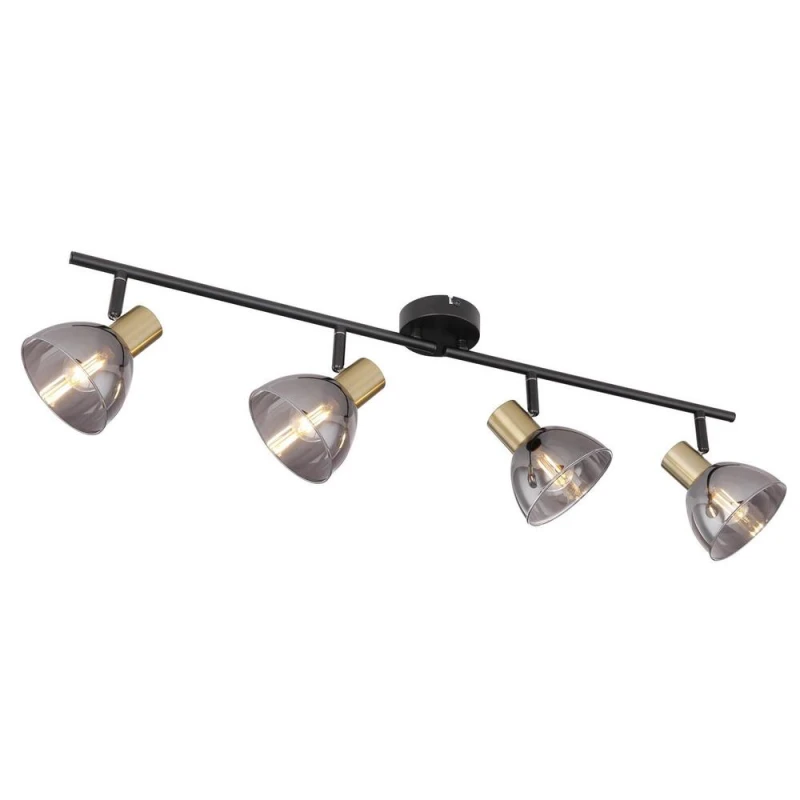 Image of Netlighting Jay Ceiling Spotlight Bar Black Glass Shade 4x E14 Black Unisex