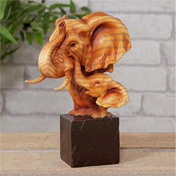 Image of Naturecraft Wood Effect Resin Figurine - Elephants