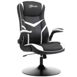 Image of Vinsetto Gaming Chair Ergonomic Computer Chair Home Office Desk Swivel Chair w/ Adjustable Height Pedestal Base PVC Leather, Black & White