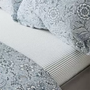 Image of Bedeck of Belfast Azora BCI Cotton Percale Fitted Sheet - Blue