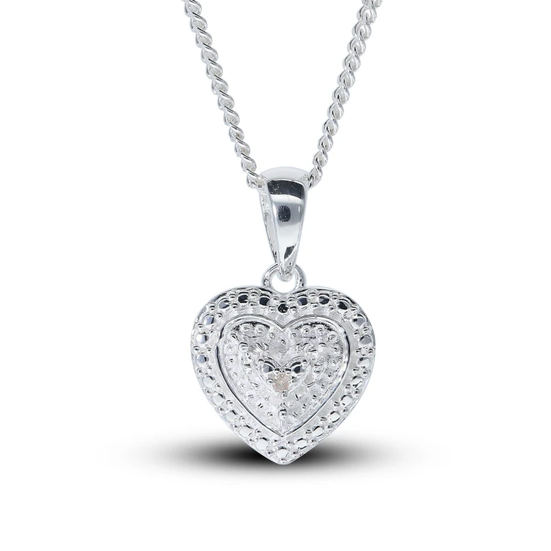 Image of Be You Sterling Silver Diamond Heart Pendant Silver female One Size