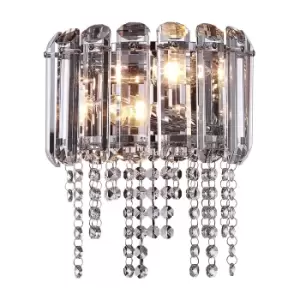Image of Hail Neoclassic Glass & Crystal Wall Lamp Chrome