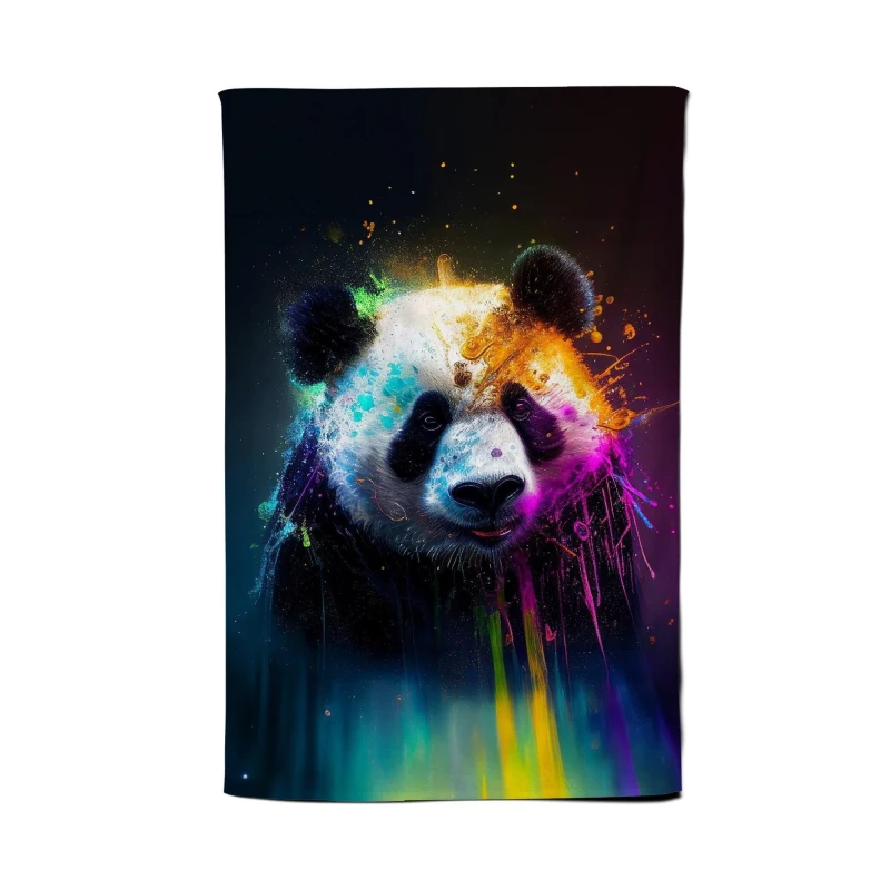 Image of Warren Reed - Designer Panda Face Splashart Colourful Tea Towel in Blue Blue Unisex