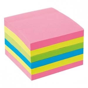 Image of Office 76x76mm Extra Sticky Re move Notes 4 Assorted Neon Colours 90