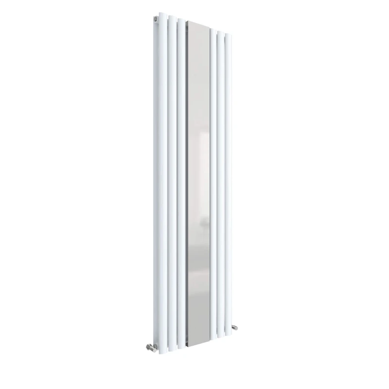 Image of Balterley Embrace Vertical 2 Panel Radiator & Mirror, 1800mm x 499mm Gloss White White Unisex