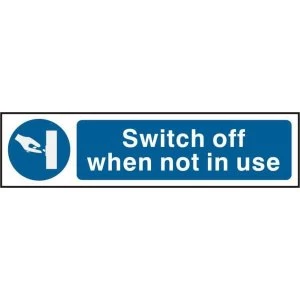 Image of ASEC Switch Off When Not In Use 200mm x 50mm PVC Self Adhesive Sign