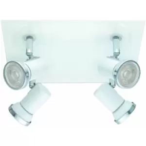 Image of Wall Flush Ceiling Light IP44 Bathroom Colour White Chrome Bulb GU10 4x3.3W Incl