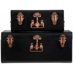 Image of Black Storage Trunks - Set of 2 - Premier Housewares