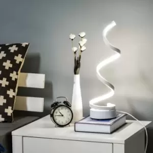 Image of HOMCOM LED Table Lamp with Round Metal Base for Home Office White