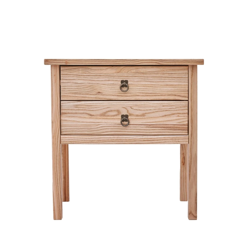 Image of Cabinet Bits Montese 2 Drawer Bedside Table Ring Handle in Natural Natural Unisex