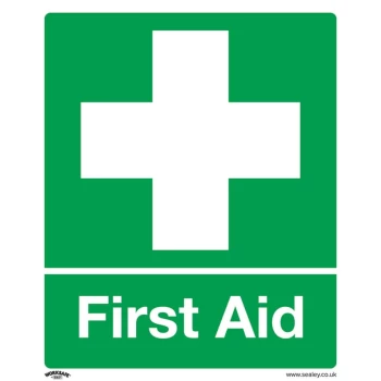 Image of Safety Sign - First Aid - Self-Adhesive Vinyl - Pack of 10