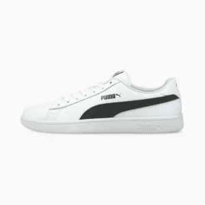 Image of Mens PUMA Smash V2 Leather Trainers, White/Black, size 7.5, Shoes