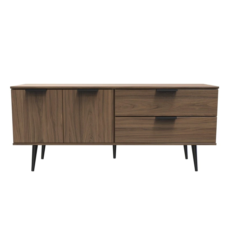 Image of Fuji 2 Drawer 2 Door Wide Sideboard In Carini Walnut (Ready Assembled)