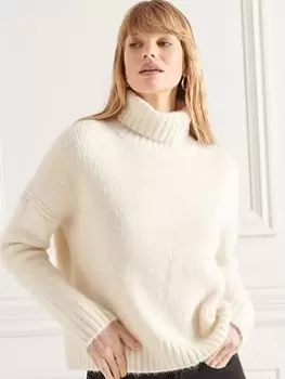 Image of Superdry Studios Roll Neck Jumper - Winter White, Size 10, Women