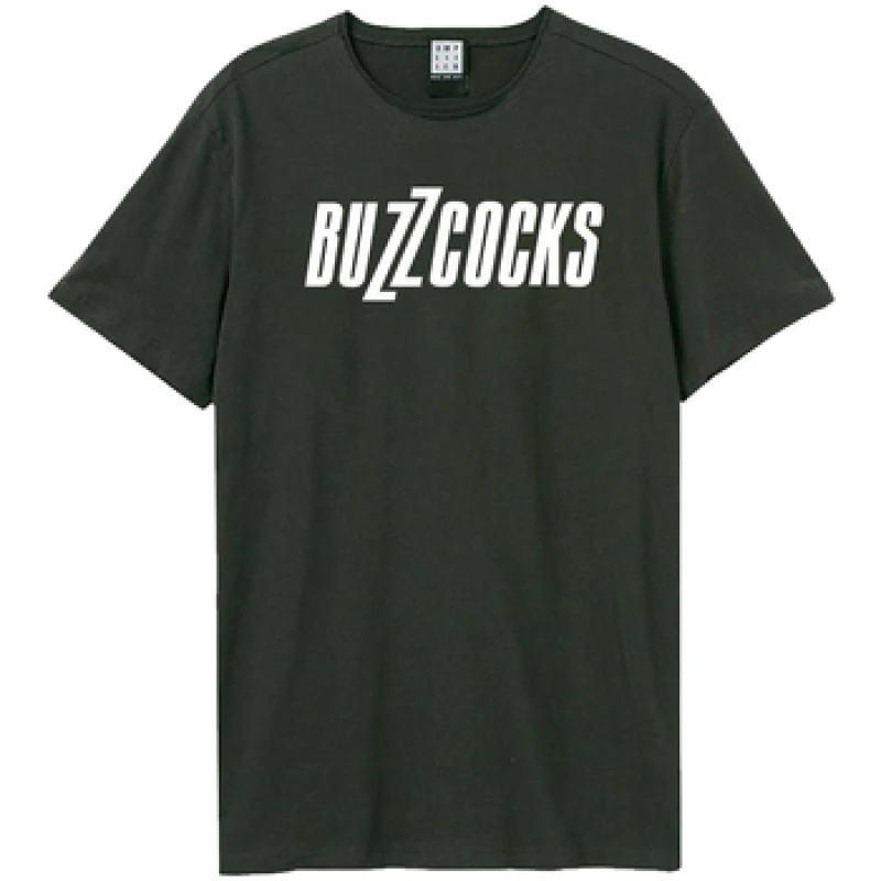 Image of Amplified Mens Buzzcocks Logo T-Shirt in Charcoal Size: XS Charcoal Male XS