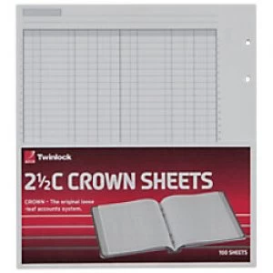 Image of Twinlock Ledger Sheets Twinlock Crown Sheets Double Cash Ledger 2.5C (100) 22.9 x 25.6 x 25.1cm White 100 Sheets